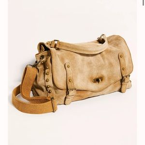 Free People NWT Mojave Messenger Tan Suede Leather Crossbody Bag